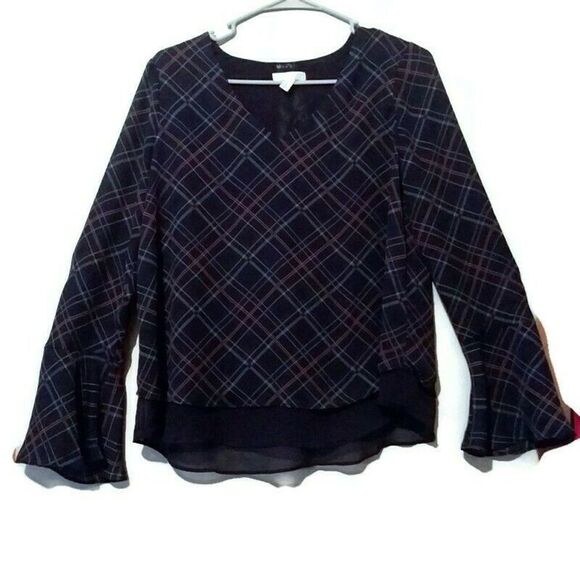 Lauren Conrad Blue Argyle Top Small - Picture 1 of 4